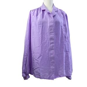 Vintage Womens Shirt Blouse Size 22 Purple Silk Button Down Long Sleeves